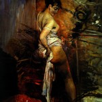 Giovanni Boldini, La toelette (Femme s’essuyant), 55×45 cm, olio su tavola, 1881, Collezione privata