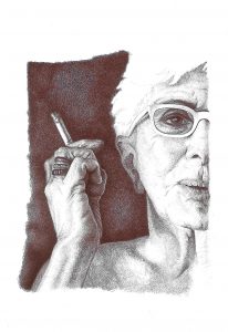 Adele Ceraudo Lina Wertmuller, 2012, collezione Conversazioni a Bic, 2010-17 disegno, disegno a bic su carta Fabriano, cm33x24