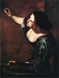 Artemisia Gentileschi, Autoritratto come allegoria della Pittura, 638-1639, olio su tela, 98,6×75,2 cm, Kensington Palace, Londra[Public domain], via Wikimedia Commons