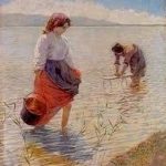 Francesco Fanelli, Lavandaie sul lago, 1898 circa, olio su tela, 98 x 74 cm, firmato in basso “F. Fanelli”, Collezione privata, Firenze